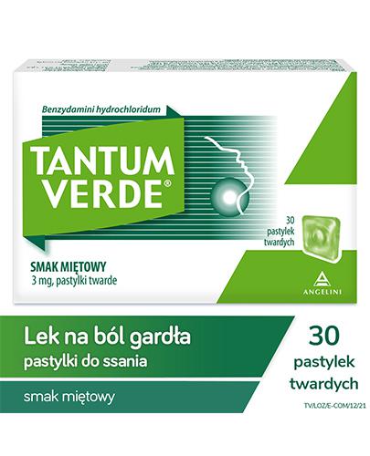 Tantum Verde smak miętowy, 3 mg, ból gardła i stany zapalne jamy ustnej, 30 past., cena, opinie, wskazania - Apteka internetowa Melissa  