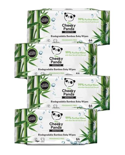 THE CHEEKY PANDA SENSITIVE Biodegradowalne chusteczki nawilżane, 4 x 64 szuki - Apteka internetowa Melissa  
