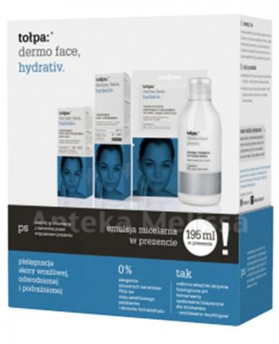 TOŁPA DERMO FACE HYDRATIV Emulsja micelarna do mycia twarzy - 195 ml + Nawilżający krem odprężający - 40 ml + Nawilżający krem-żel odprężający pod oczy - 10 ml - Apteka internetowa Melissa
