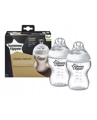 Tommee Tippee Closer To Nature Butelka do karmienia ze smoczkiem o wolnym przepływie 0 m+ 260 ml - 2 szt. - cena, opnie, właściwości - Apteka internetowa Melissa