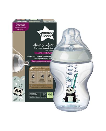 Tommee Tippee Closer To Nature Butelka do karmienia ze smoczkiem o wolnym przepływie 0 m+ kolor miętowy Panda - 260 ml - cena, opinie, właściwości - Apteka internetowa Melissa