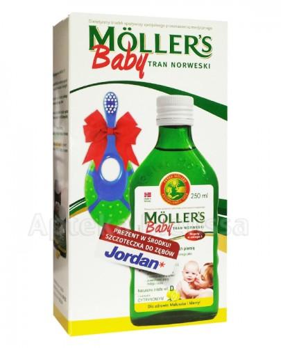   MOLLERS BABY Tran norweski o aromacie cytrynowym - 250 ml + JORDAN Szczoteczka do zębów - Apteka internetowa Melissa  