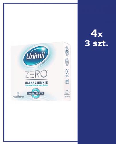 UNIMIL ZERO Prezerwatywy ultracienkie dodatkowo nawilżane - 4 x 3 szt. - Apteka internetowa Melissa  