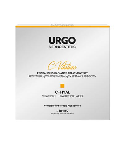 Urgo Dermoestetic C-Vitalize Rewitalizująco-Rozświetlający Zestaw Zabiegowy C-HYAL Korundowy Peeling aktywujący, 50 ml + Ampułka z serum, 4 x 1 ml + Maska do twarzy szyi i dekoltu, 4 x 2,5 ml - Drogeria Melissa