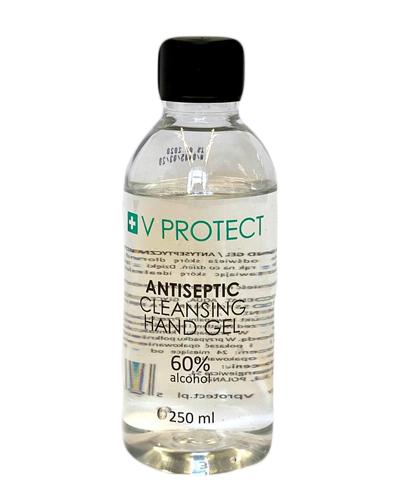  V Protect cleansing hand gel 60% alkoholu, Żel antybakteryjny do rąk, 250 ml - Apteka internetowa Melissa  