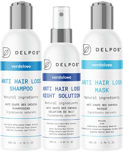  Verdelove Delpos Zestaw Szampon na wypadanie włosów, 200 ml + Maska wzmacniająca, 200 ml + Płyn stymulujący porost włosów, 150 ml - Apteka internetowa Melissa  