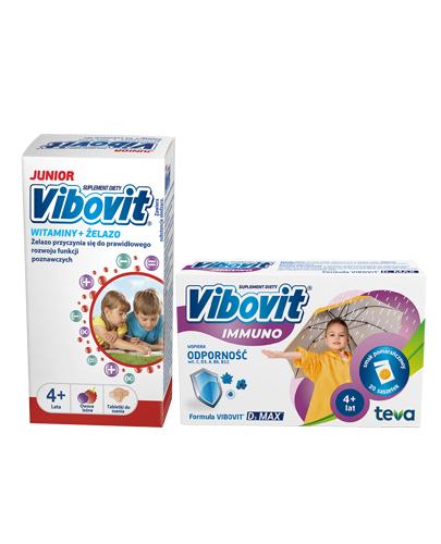 VIBOVIT JUNIOR Witaminy + Żelazo - 30 tabl. + VIBOVIT IMMUNO - 20 sasz. - na odporność - cena, opinie, stosowanie - Apteka internetowa Melissa