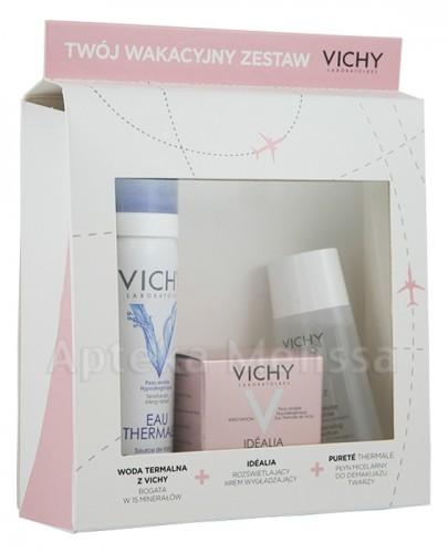 VICHY IDEALIA Krem do twarzy skóra sucha - 15 ml + VICHY EAU THERMALE Woda termalna - 50 ml + VICHY PURETE THERMALE Płyn micelarny do demakijażu 3w1 - 30 ml - Apteka internetowa Melissa