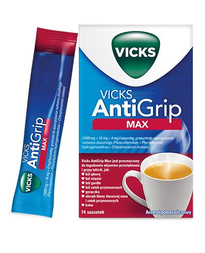 Vicks AntiGrip Max, granulat do sporządzania roztworu doustnego, 14 saszetek