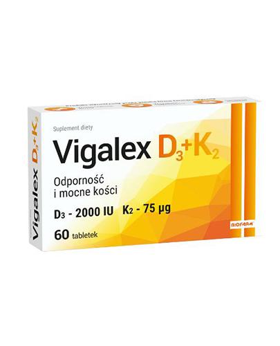  VIGALEX D3 + K2 - 60 tabl. - na mięśnie, kości i odporność - cena, dawkowanie, opinie  - Apteka internetowa Melissa  