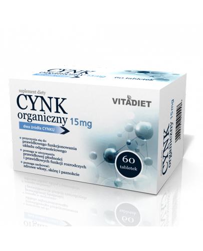VITADIET Cynk organiczny 15 mg - 60 tabl. - cena, dawkowanie, opinie