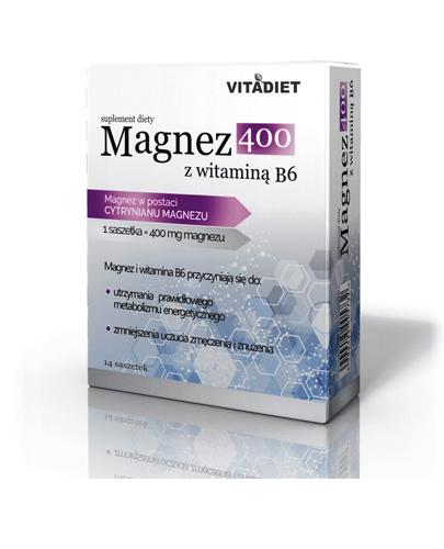 Vitadiet Magnez 400 z witaminą B6 - 14 saszetek - cena, opinie, wskazania