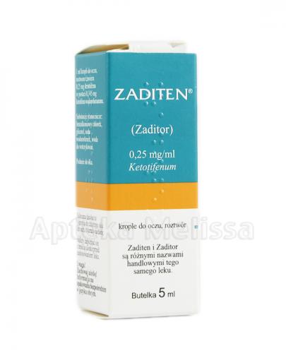 ZADITEN 0,25 mg/ml Krople do oczu - 5 ml - Apteka internetowa Melissa