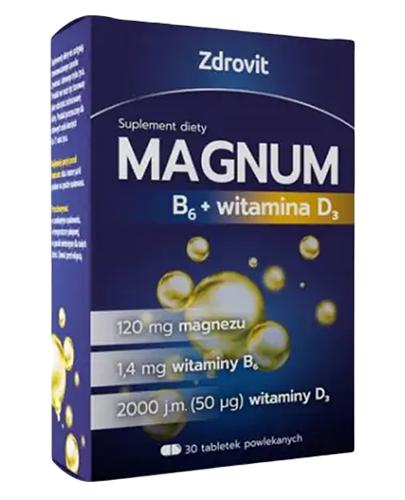  Zdrovit Magnum B6 + witamina D3, 30 tabl., cena, opinie, właściwości - Apteka internetowa Melissa  