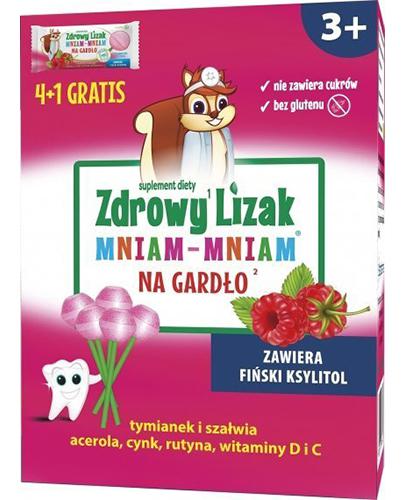  Zdrowy Lizak Mniam - mniam Na Gardło o smaku malinowym, 5 sztuk - Apteka internetowa Melissa  