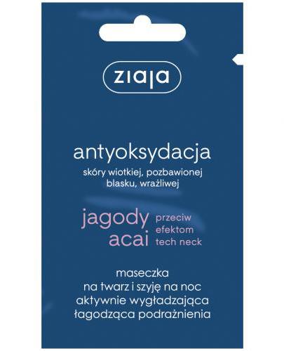 ZIAJA JAGODY ACAI Aktywnie wygładzająca maseczka na twarz i szyję na noc - 7 ml