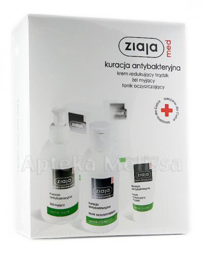 Ziaja Med Kuracja Antybakteryjna Zestaw Krem Redukujący Trądzik 50 Ml żel Myjący 200 Ml Tonik Oczyszczający 200 Ml