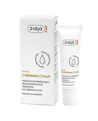 ZIAJA MED Kuracja dermatologiczna z wit C + HA P - Esencja rewitalizująca na dzień, na noc - 30 ml - cena, opinie, wskazania - Drogeria Melissa