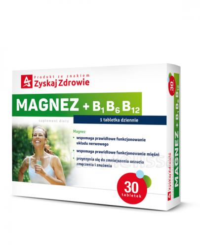  ZYSKAJ ZDROWIE Magnez + B1 B6 B12 - 30 tabl. - Apteka internetowa Melissa  